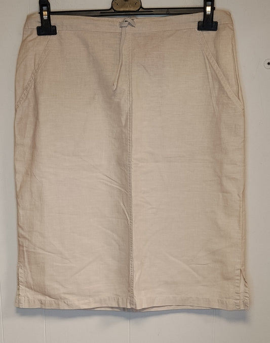Gonna Donna Timberland Beige Taglia 44 Casual Naturale Cotone Lino Vita Elastico Ottime Condizioni