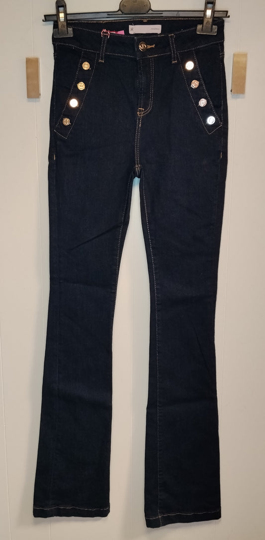 Jeans Donna Motivi Blu Scuro Taglia 36 Slim Fit Bottoni Oro Eleganti Denim Stretch Ottime Condizioni