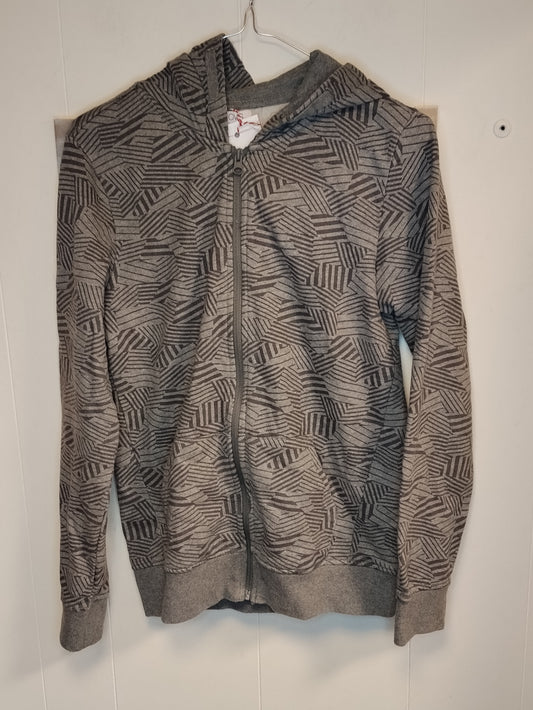 Felpa Donna OVS Grigia con Cappuccio Fantasia Geometrica Taglia M Zip Casual Sport Ottime Condizioni