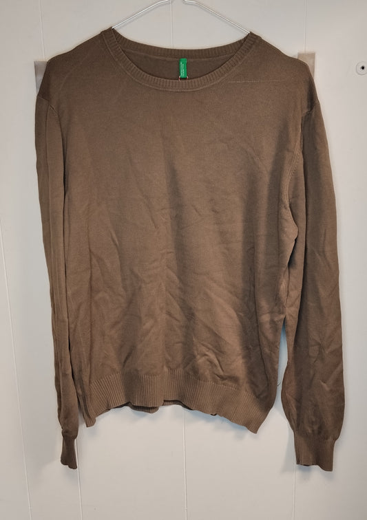 Maglione Donna Benetton Marrone Taglia S Girocollo Basic Cotone Casual Elegante