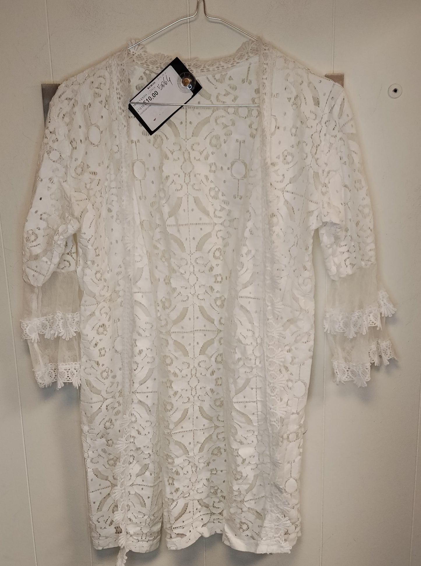 Copricostume Donna Bianco Pizzo Taglia S Kimono Mare Elegante Boho Estate