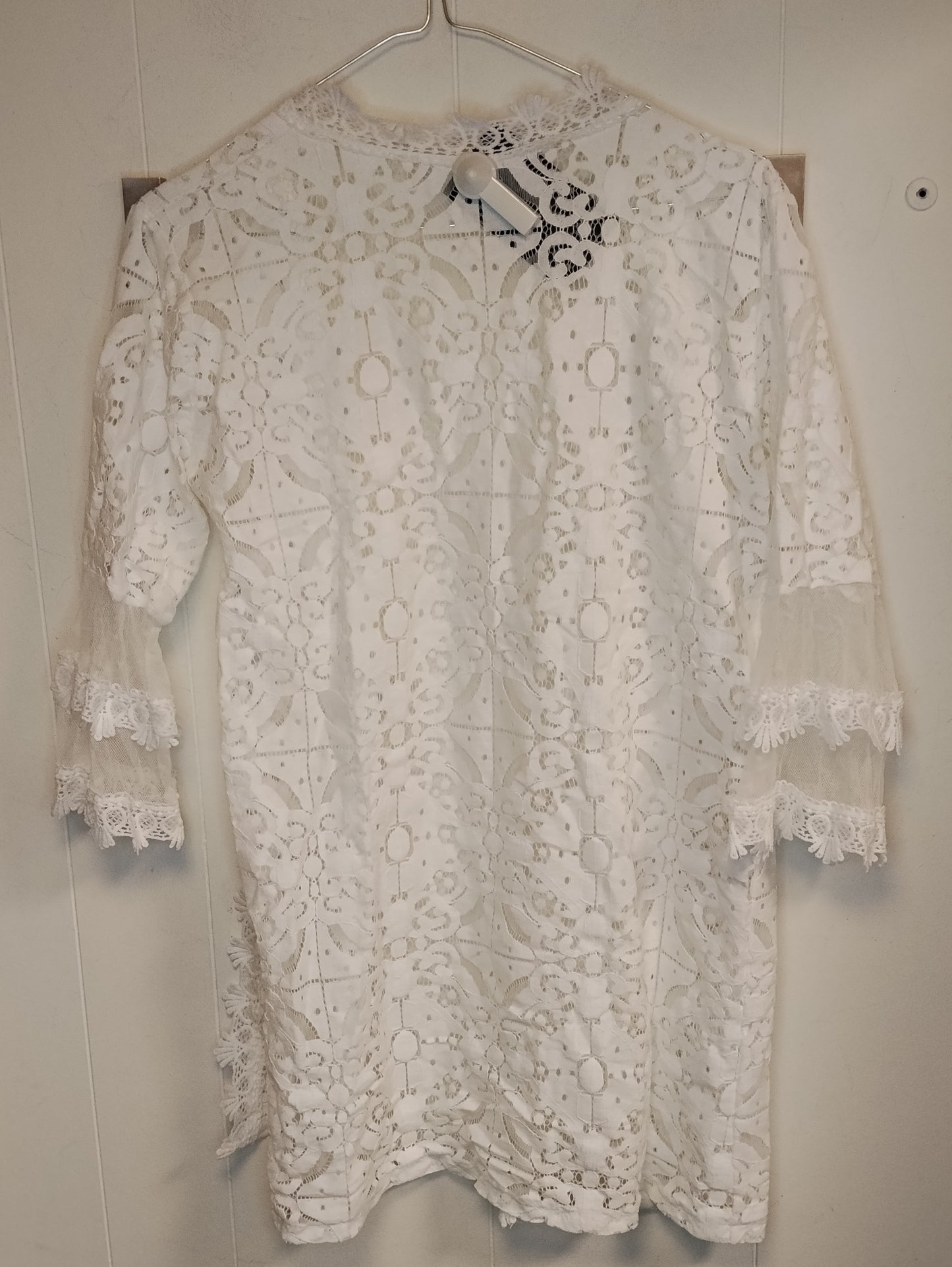 Copricostume Donna Bianco Pizzo Taglia S Kimono Mare Elegante Boho Estate