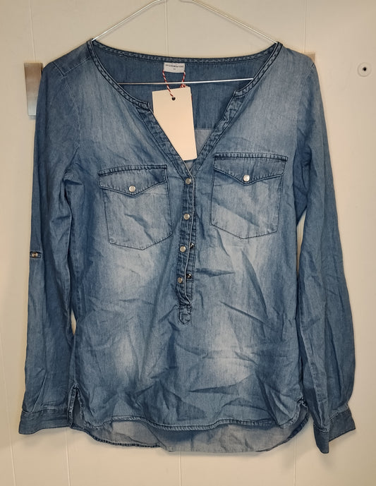Camicia Donna Jacquelline Denim Chiaro Taglia 38 Blusa Jeans Leggera Casual
