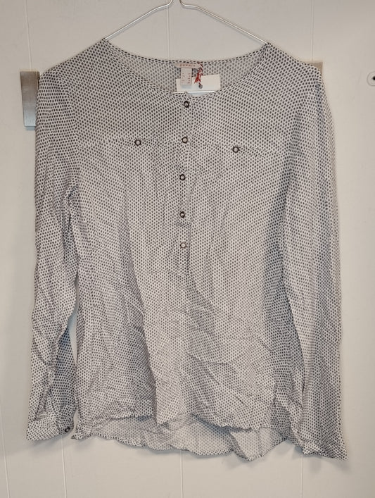 Blusa Donna Esprit Fantasia Bianco Nero Taglia 38 Camicia Leggera Elegante Casual