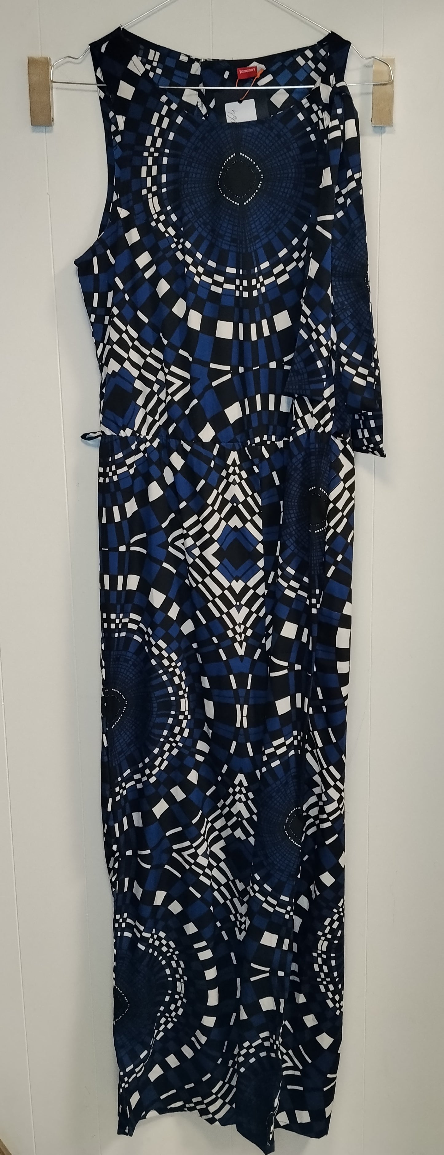 Vestito Lungo Donna Yamamay Taglia 40 Blu Fantasia Geometrica Abito Estivo Elegante