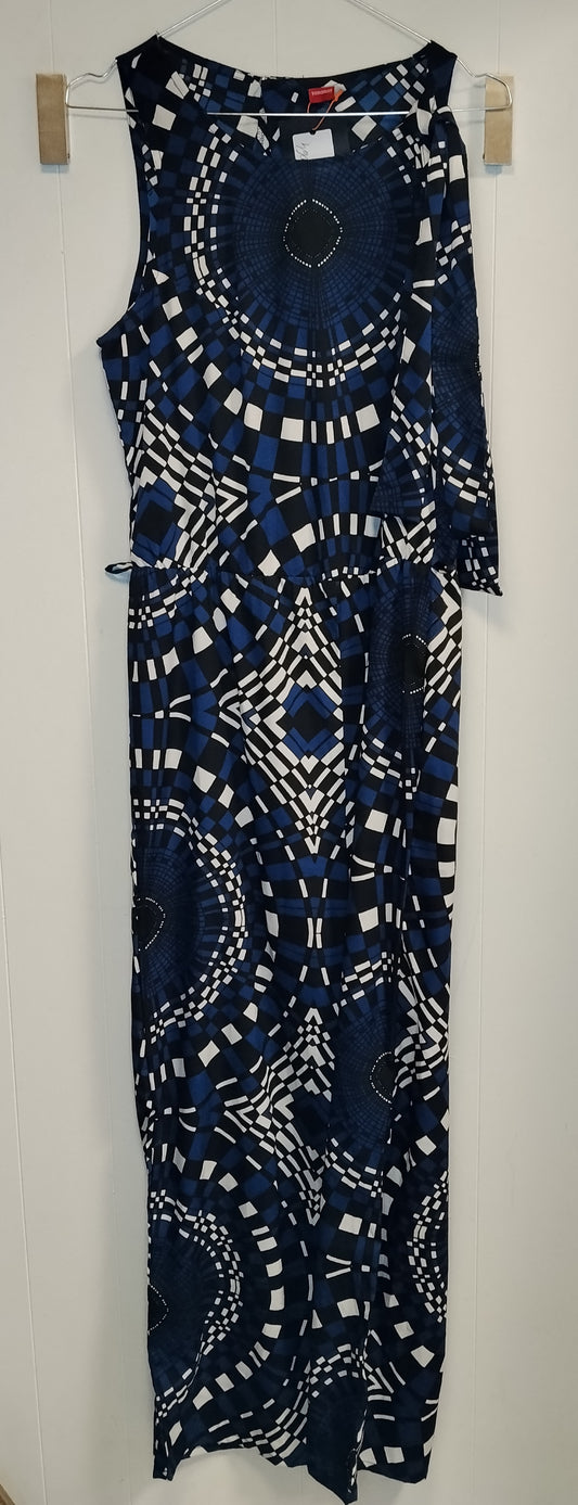 Vestito Lungo Donna Yamamay Taglia 40 Blu Fantasia Geometrica Abito Estivo Elegante