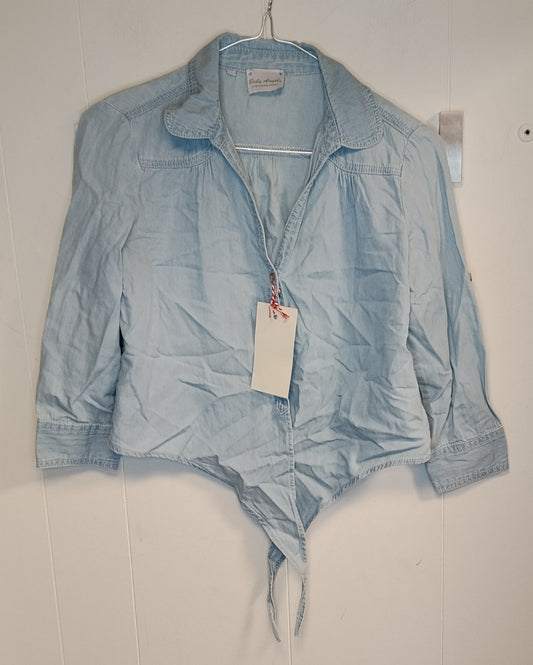 Camicia Donna Baby Angel XS Azzurra Denim Leggera Nodo Frontale Casual