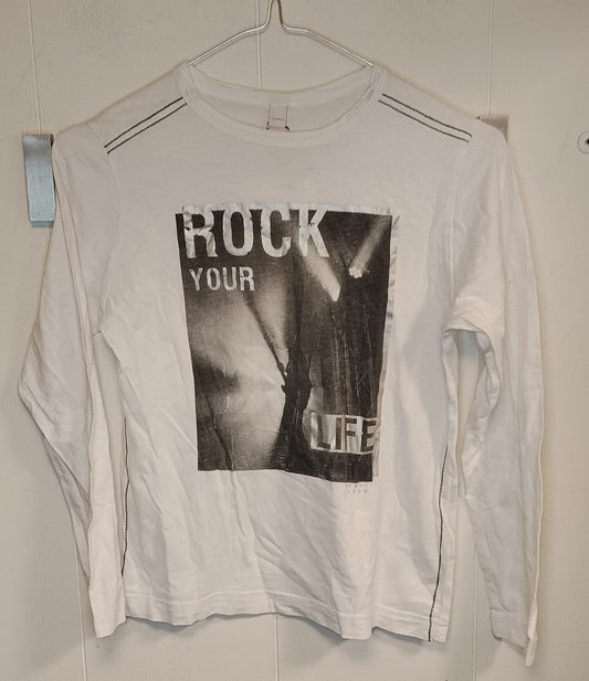 Maglia Bambino Esprit 10-11 Anni Bianca Stampa Rock Life Manica Lunga