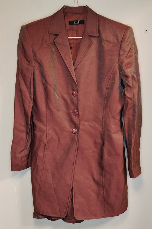 Completo Donna Elegante Marrone Rame 2 Pezzi Giacca + Top Taglia 46 Le Full