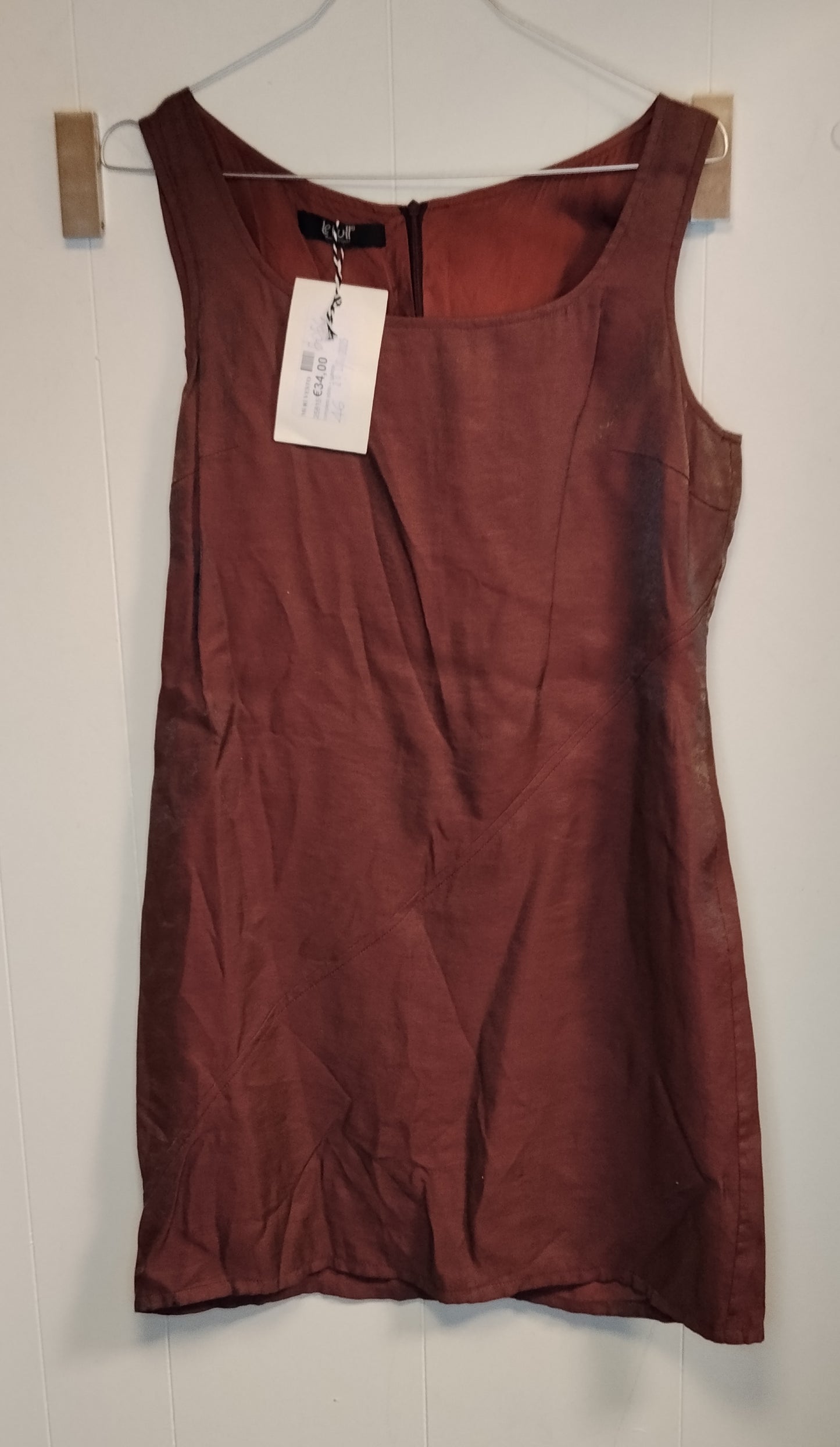 Completo Donna Elegante Marrone Rame 2 Pezzi Giacca + Top Taglia 46 Le Full