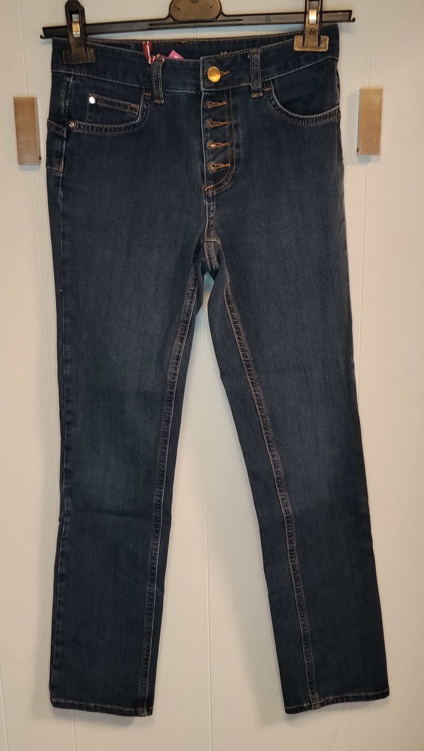 Jeans Donna Motivi Taglia 36 Slim Fit Vita Media Denim Scuro Bottoni