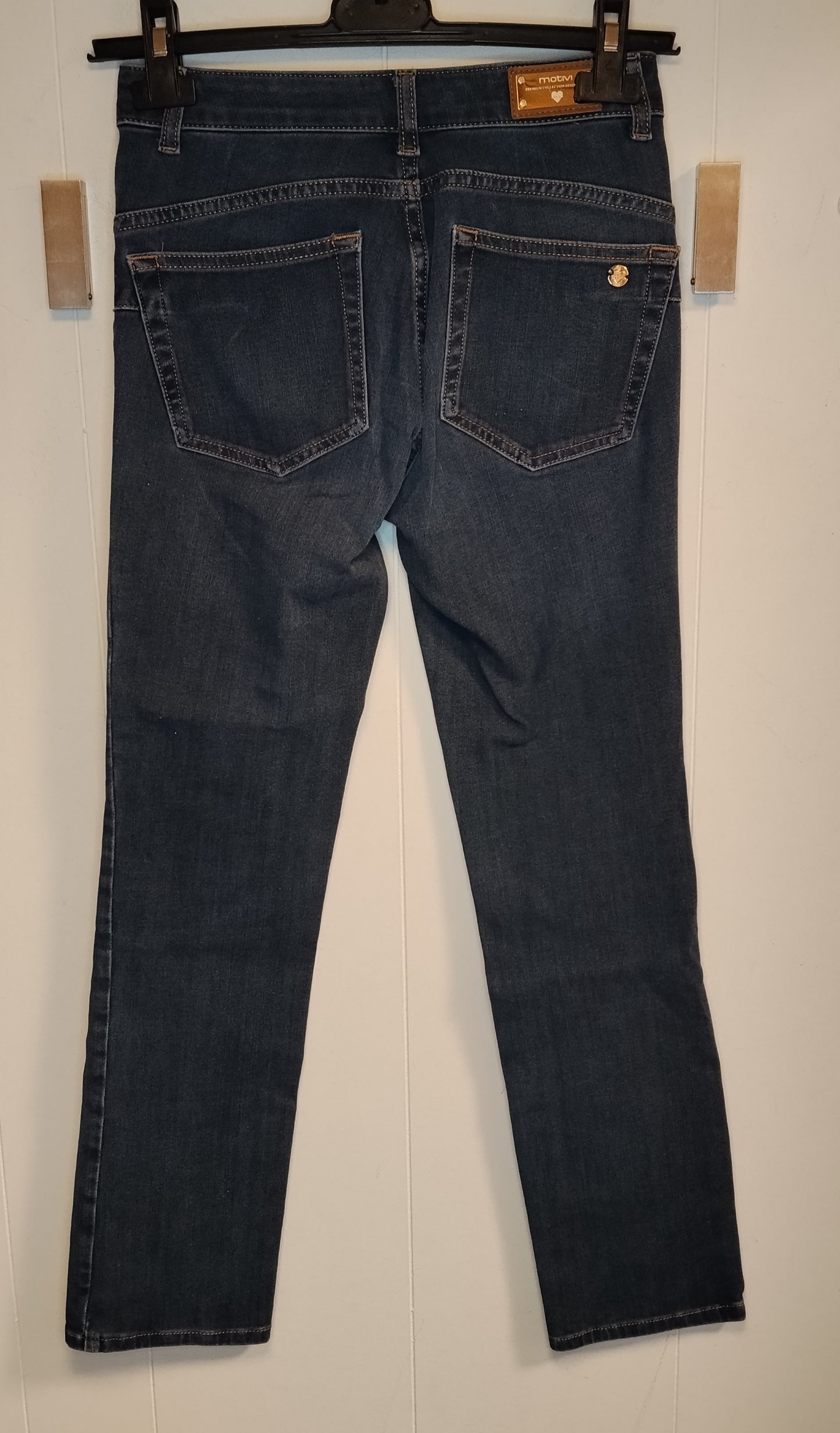 Jeans Donna Motivi Taglia 36 Slim Fit Vita Media Denim Scuro Bottoni