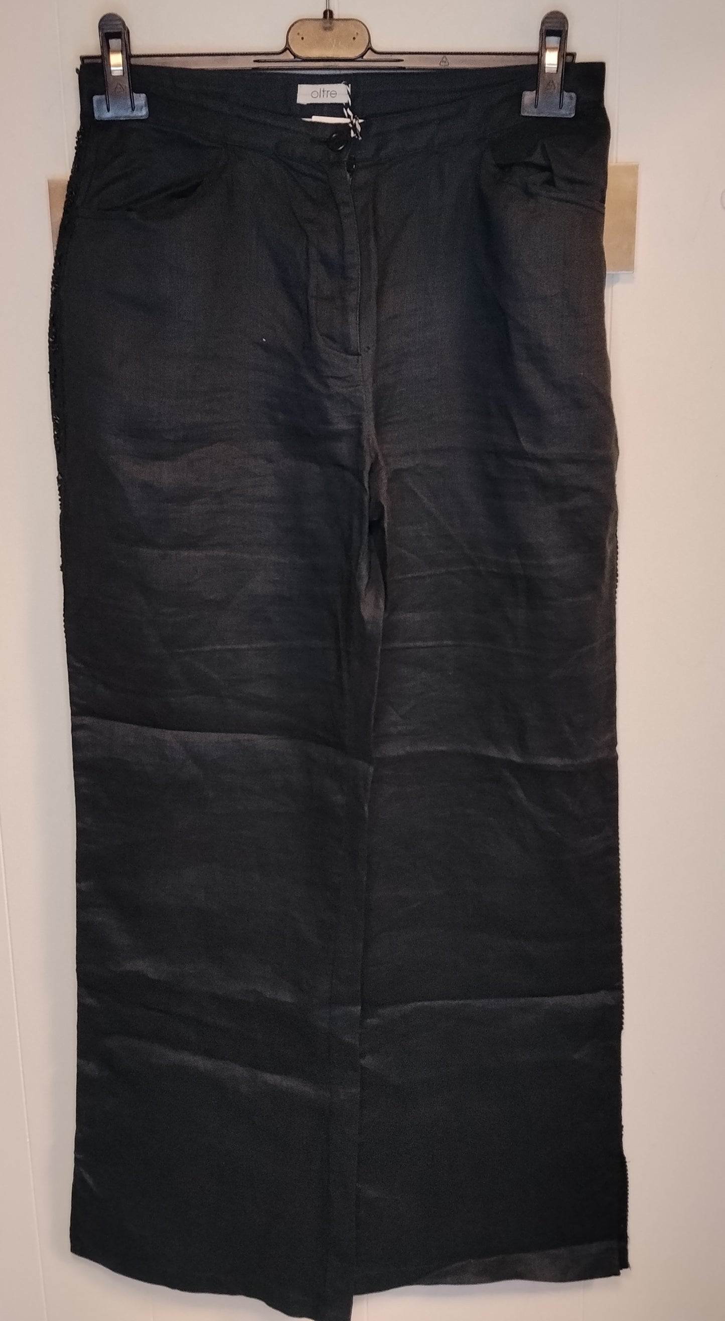 Pantaloni Donna Oltre Taglia 42 Nero Palazzo Eleganti Vita Media