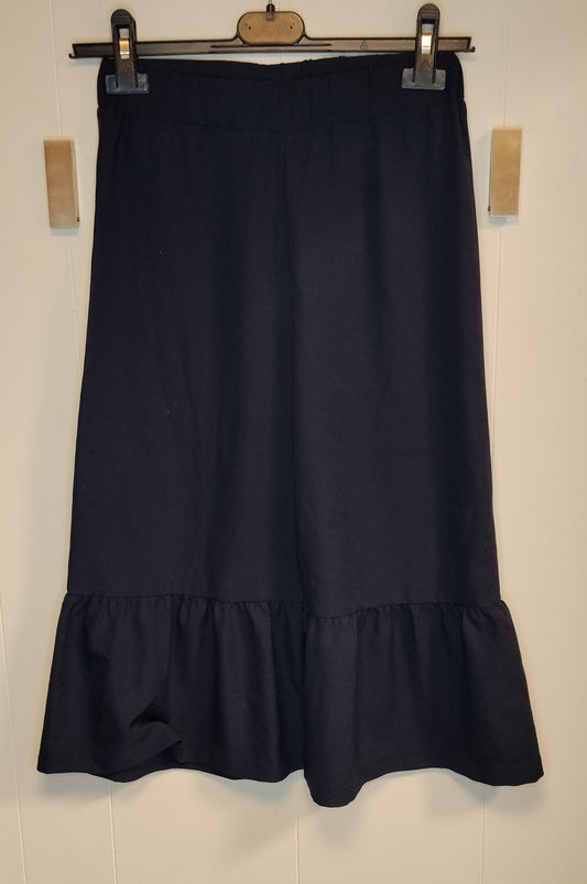 Pantaloni Donna Primigi Taglia 42 Nero Gamba Larga Volant Eleganti