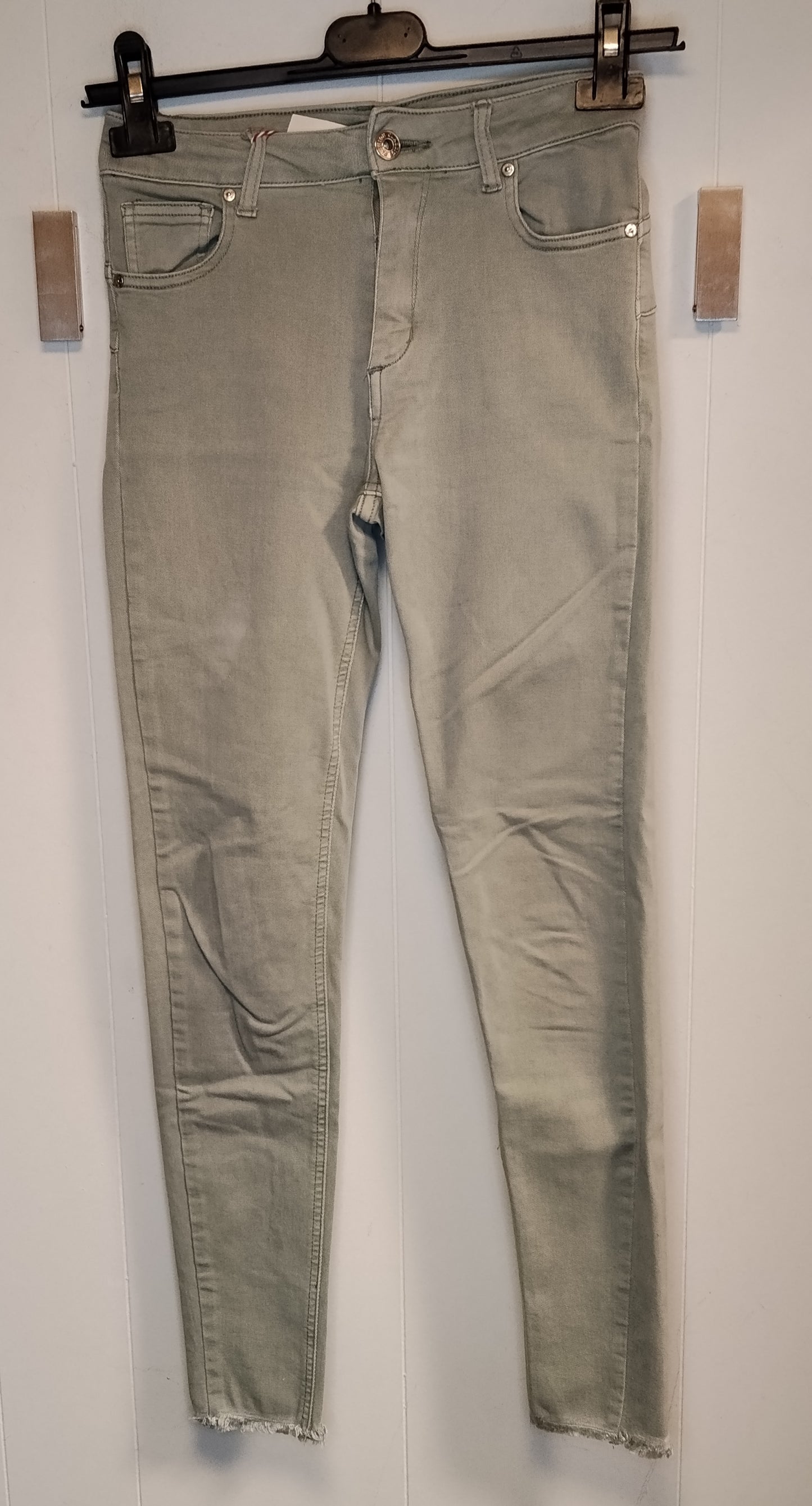 Jeans Skinny Donna Verde Chiaro XS Vita Bassa Stretch Casual
