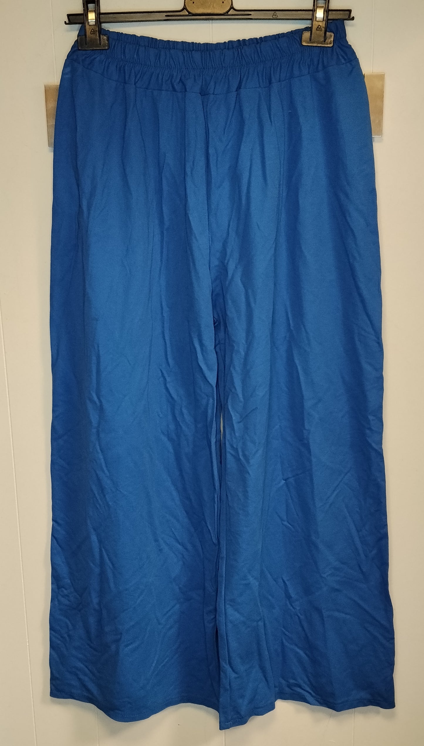 Pantalone Donna Palazzo Blu Elettrico M Vita Elastico Leggero Estivo