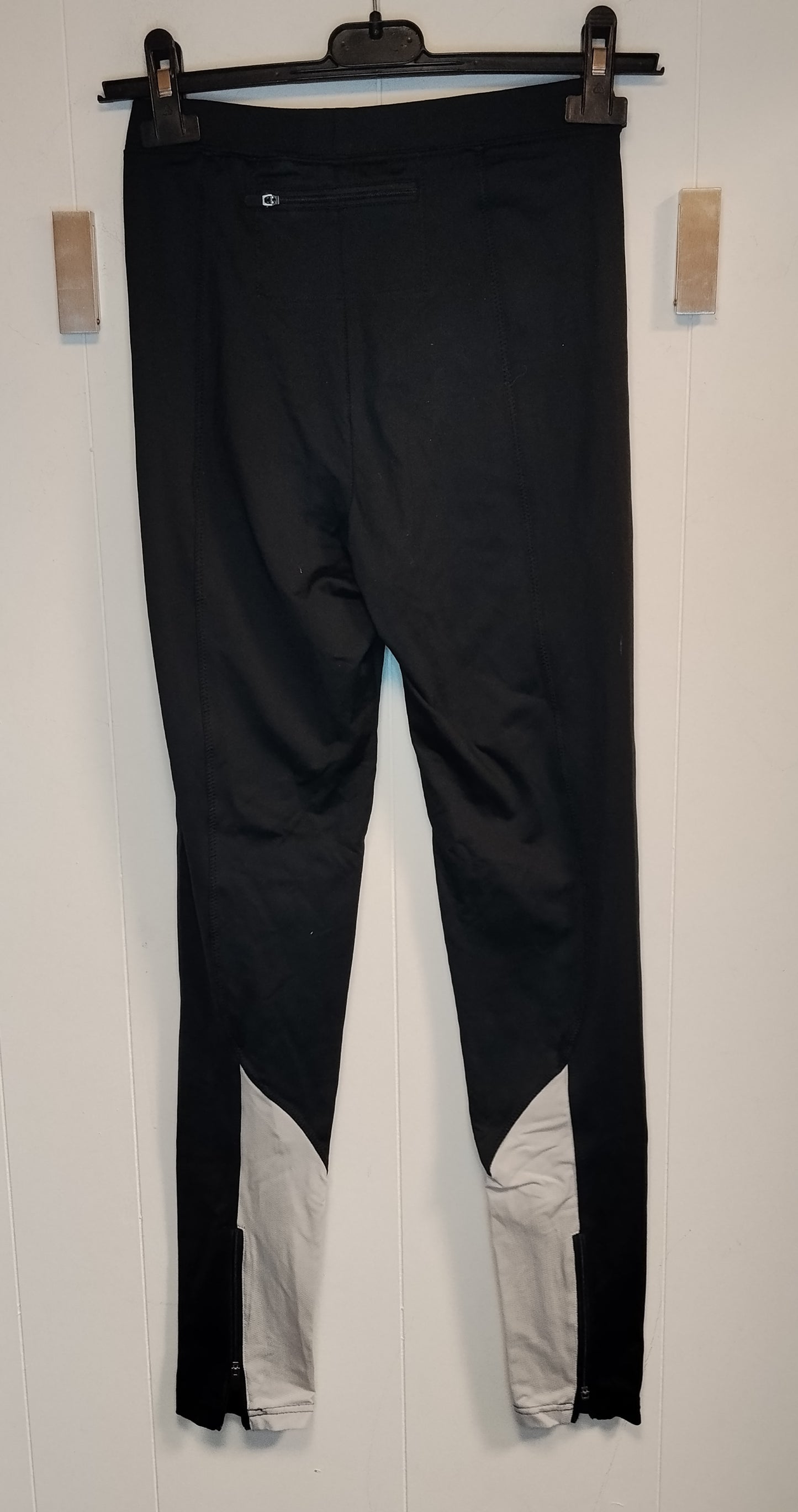 Leggings Donna H&M Nero con Inserti Bianchi S/M Sport Fitness Vita Alta