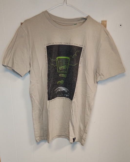 T-shirt Uomo Beige con Stampa Grafica Taglia M Casual Streetwear