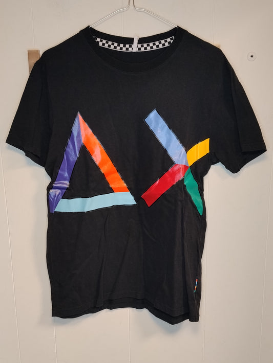 T-shirt Sun68 Uomo Nero con Stampa Logo Multicolor Taglia 16 Anni 170 cm