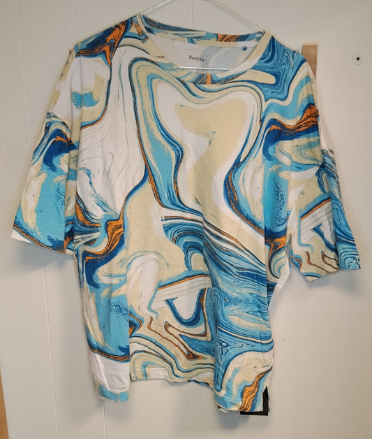 T-shirt Bershka Donna Fantasia Astratta Multicolor Taglia S Casual Estiva