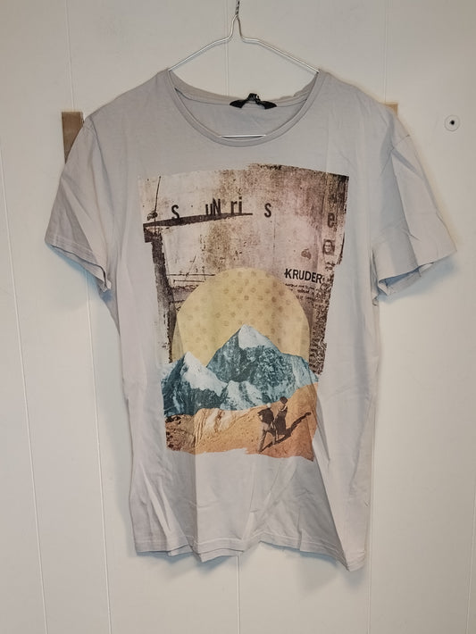 T-shirt Uomo Kruder Bianca con Stampa Grafica Montagna Taglia S Casual