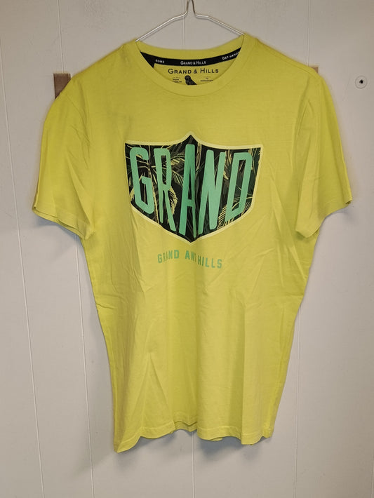 T-shirt Uomo Grand & Hills Gialla con Stampa Logo Taglia S Casual Estiva