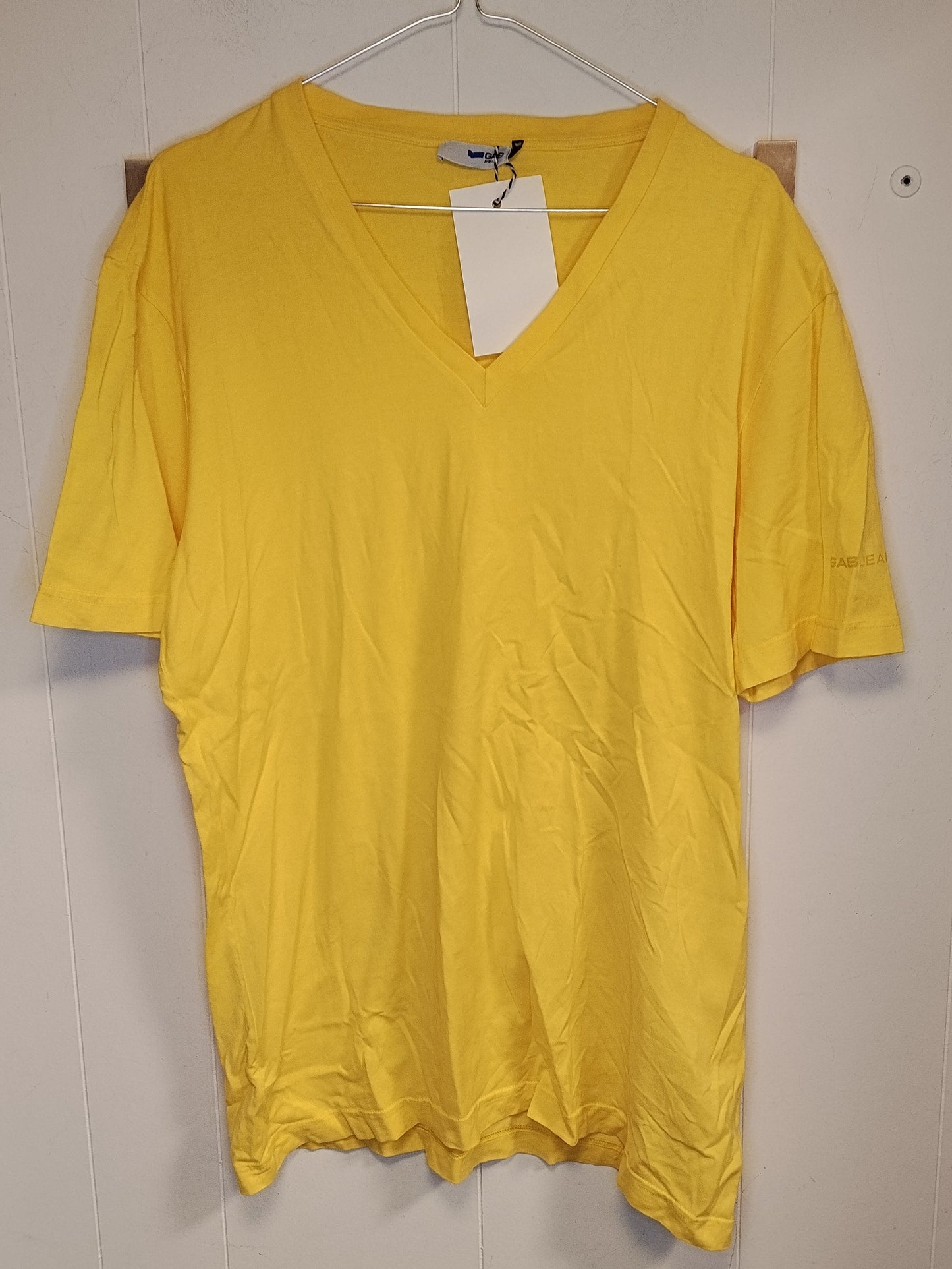 T-shirt GAS Uomo Taglia XL Gialla Scollo a V Casual Estiva Basic