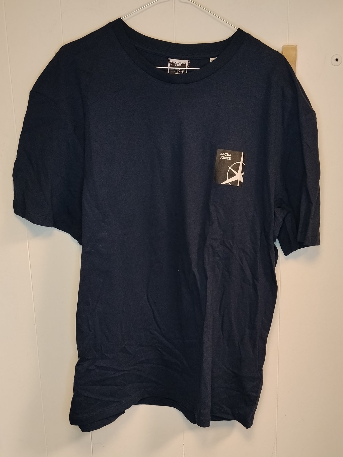 T-shirt Jack & Jones Uomo Taglia XL Blu Scuro Con Taschino Nuova con Cartellino