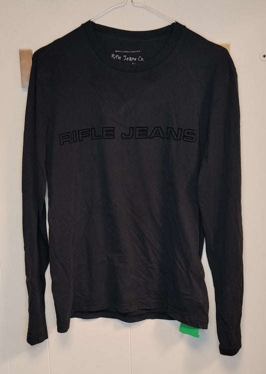 Maglia Rifle Uomo Taglia M Nera Manica Lunga Logo Frontale Casual Basic