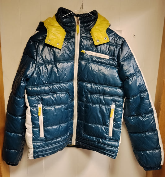 Piumino Alcott & Co Uomo Taglia XXL Blu Lucido Cappuccio Giallo Invernale