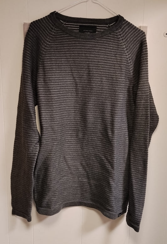 Maglione Jack & Jones Uomo Taglia L Grigio Girocollo Texture Righe Casual
