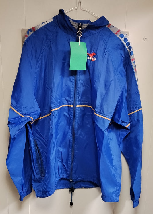 Giacca Diadora Uomo Taglia M Blu Leggera Zip Vintage Sportiva