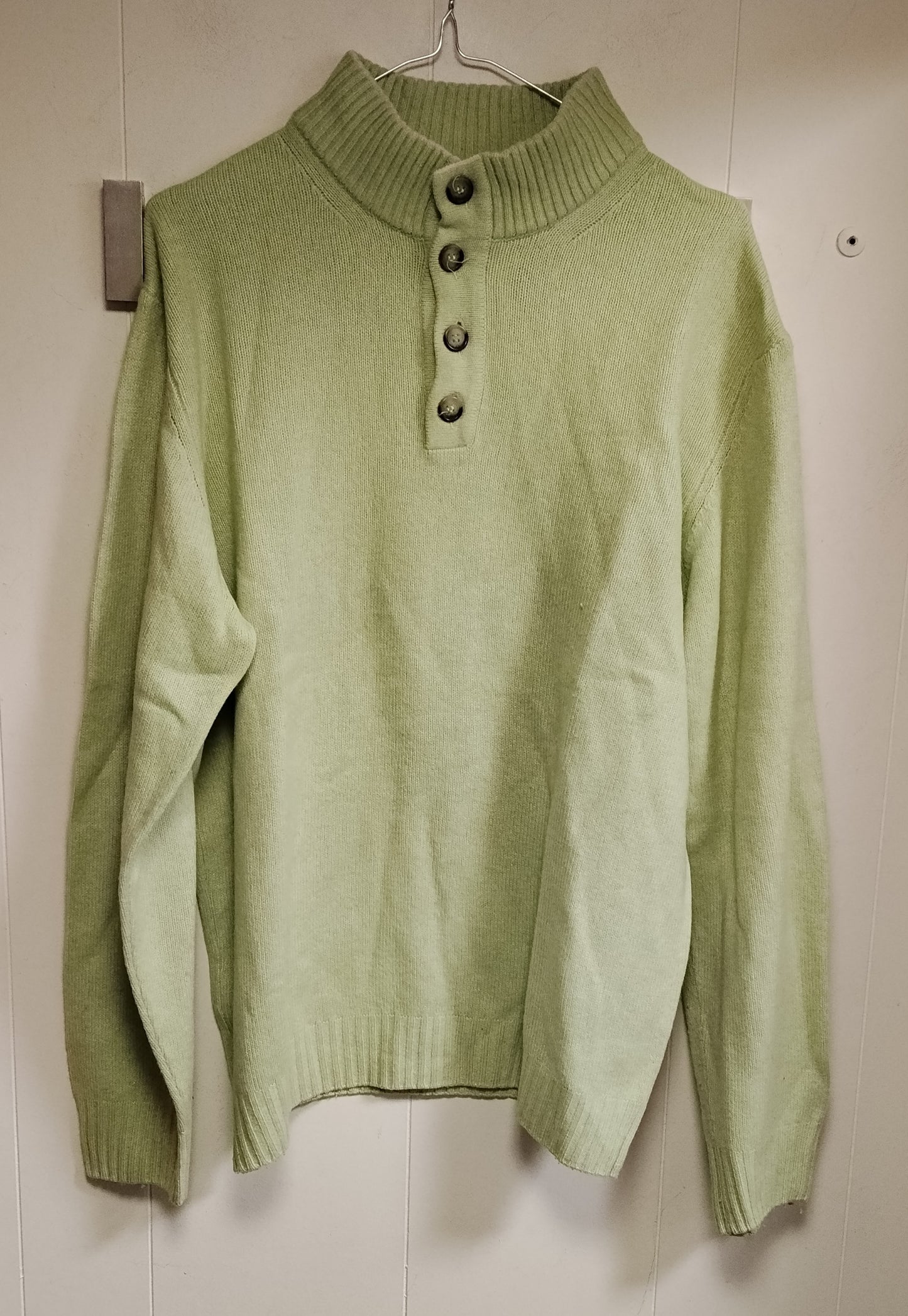 Maglione Marzonetto Uomo Taglia L Verde Chiaro Collo Alto Bottoni Casual