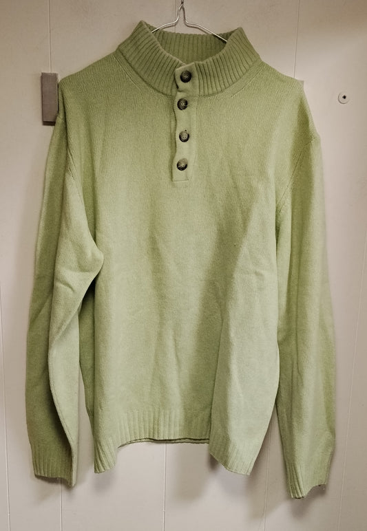 Maglione Marzonetto Uomo Taglia L Verde Chiaro Collo Alto Bottoni Casual