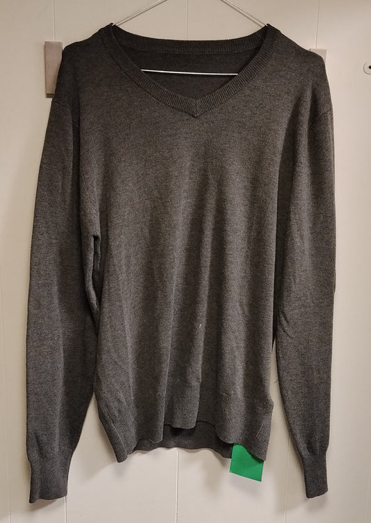 Maglione Uomo Taglia L Grigio Scollo a V Casual Basic Maglia
