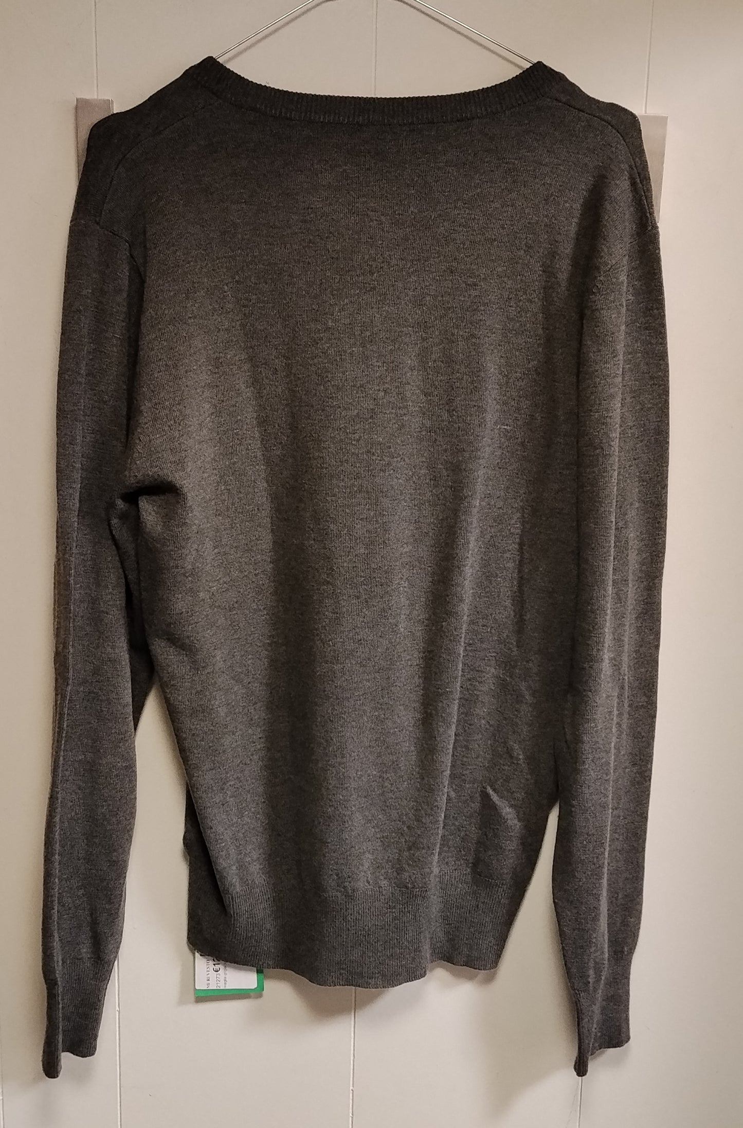 Maglione Uomo Taglia L Grigio Scollo a V Casual Basic Maglia