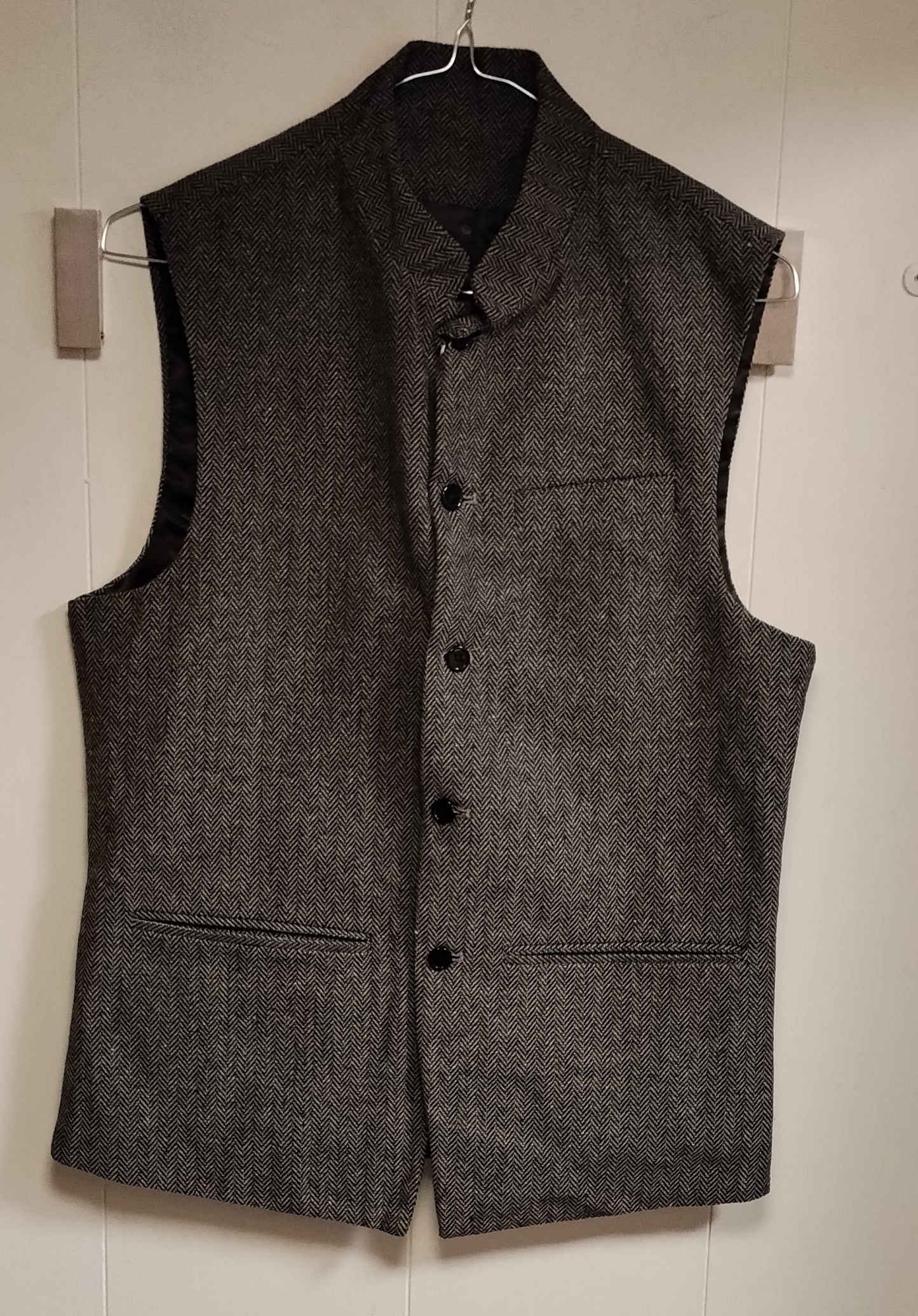 Gilet Uomo Taglia S Grigio Spigato Elegante Classico Bottoni