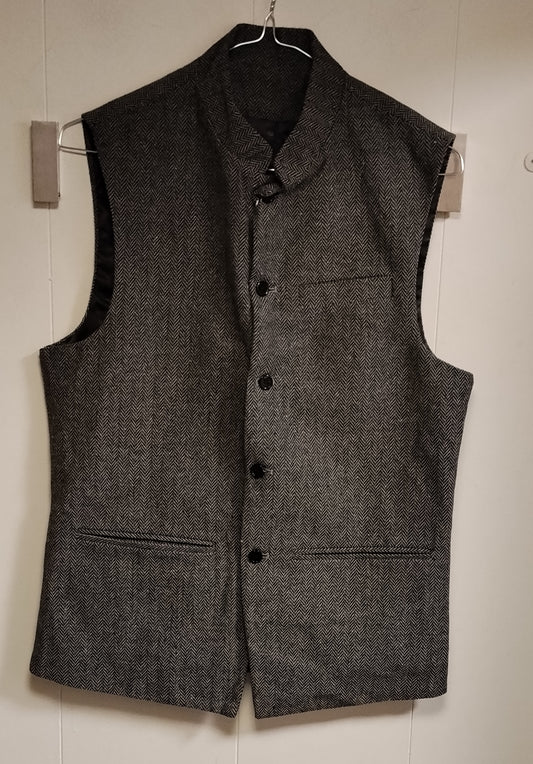 Gilet Uomo Taglia S Grigio Spigato Elegante Classico Bottoni