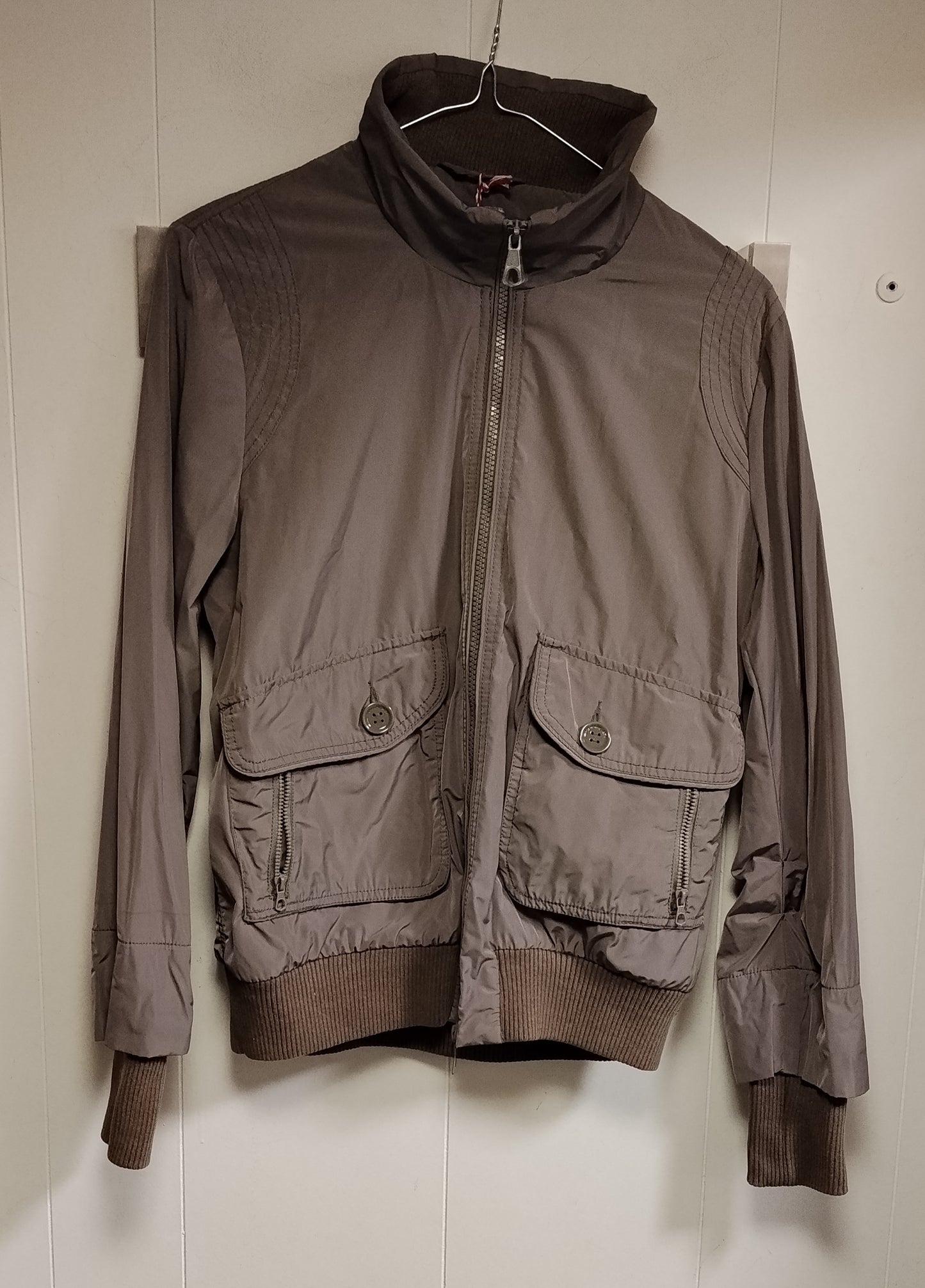 Giacca Donna Pennyblack Taglia M Beige Bomber Tasche Zip Casual