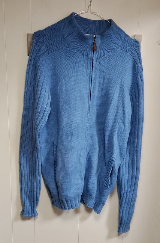 Maglione Uomo Peter Brown Taglia 50 Azzurro Zip Collo Alto Casual