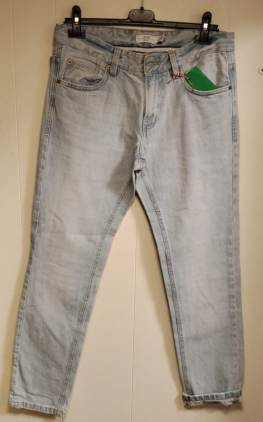 Jeans Uomo Slim Fit Taglia 48 Denim Chiaro Casual