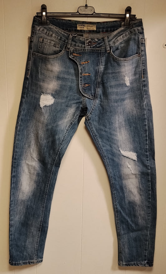 Jeans Uomo X-Three Taglia 46 Denim Strappato Slim Fit