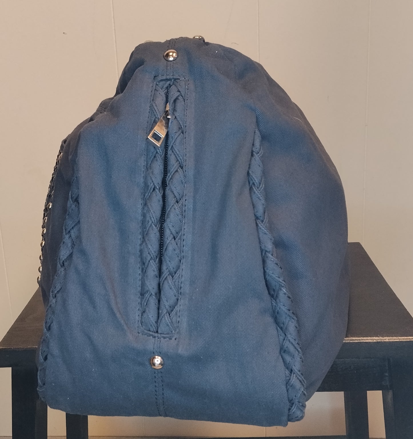 Borsa Donna Blu con Borchie e Strass Stile Casual Chic