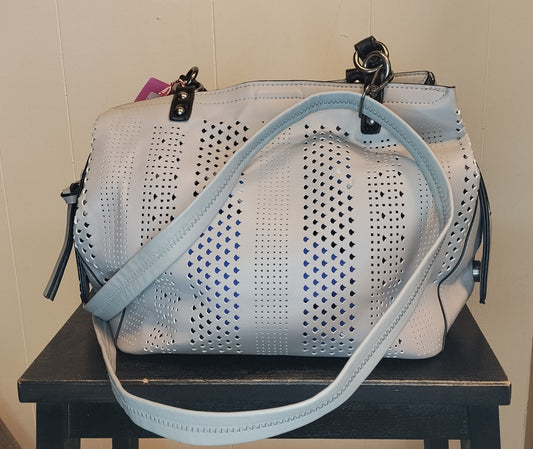 Borsa Donna Azzurra Traforata con Tracolla Stile Casual Chic