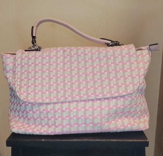 Borsa Donna Sara Moda Rosa Bianco Fantasia Nuova con Cartellino