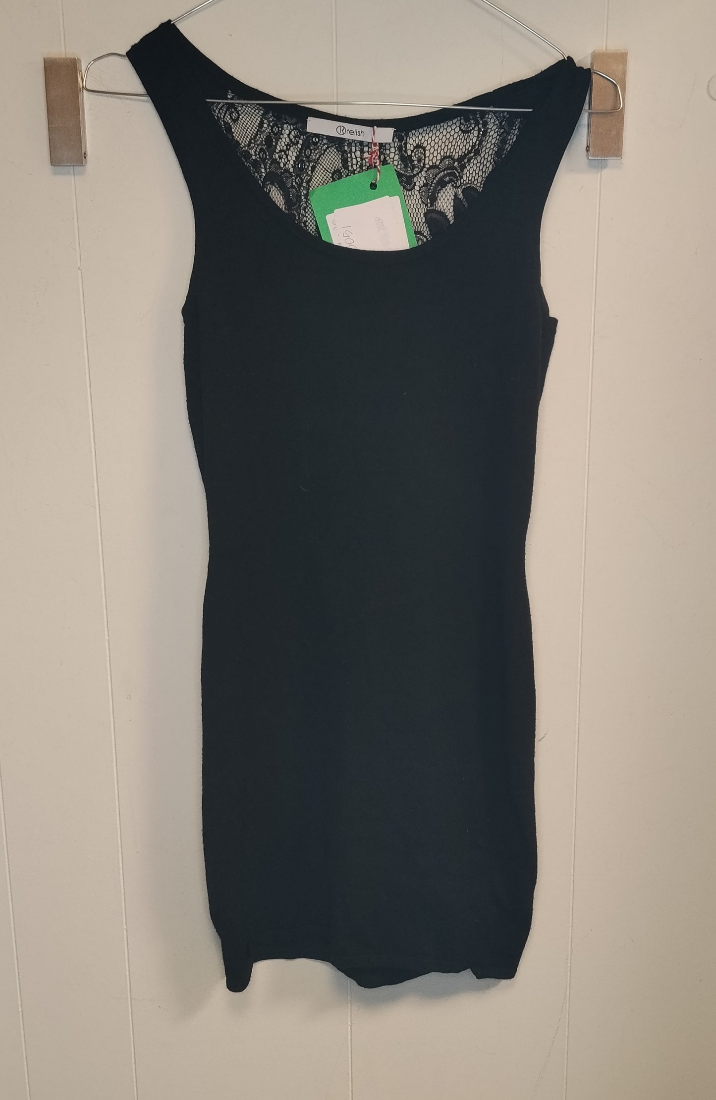 Abito Relish Donna Taglia S Nero Elegante con Pizzo e Applicazioni Brillantini