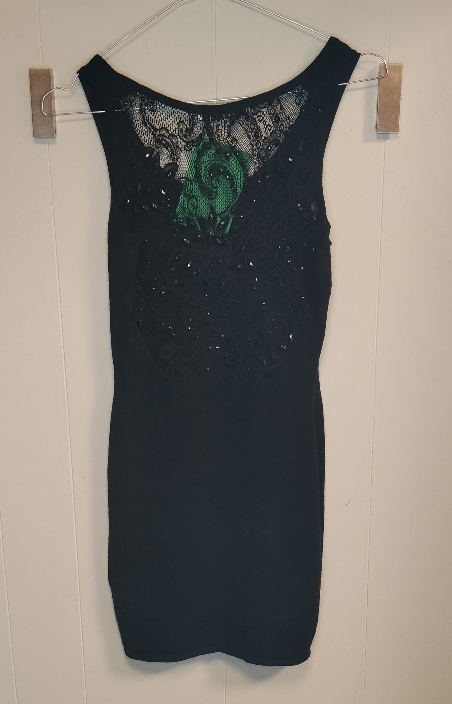 Abito Relish Donna Taglia S Nero Elegante con Pizzo e Applicazioni Brillantini