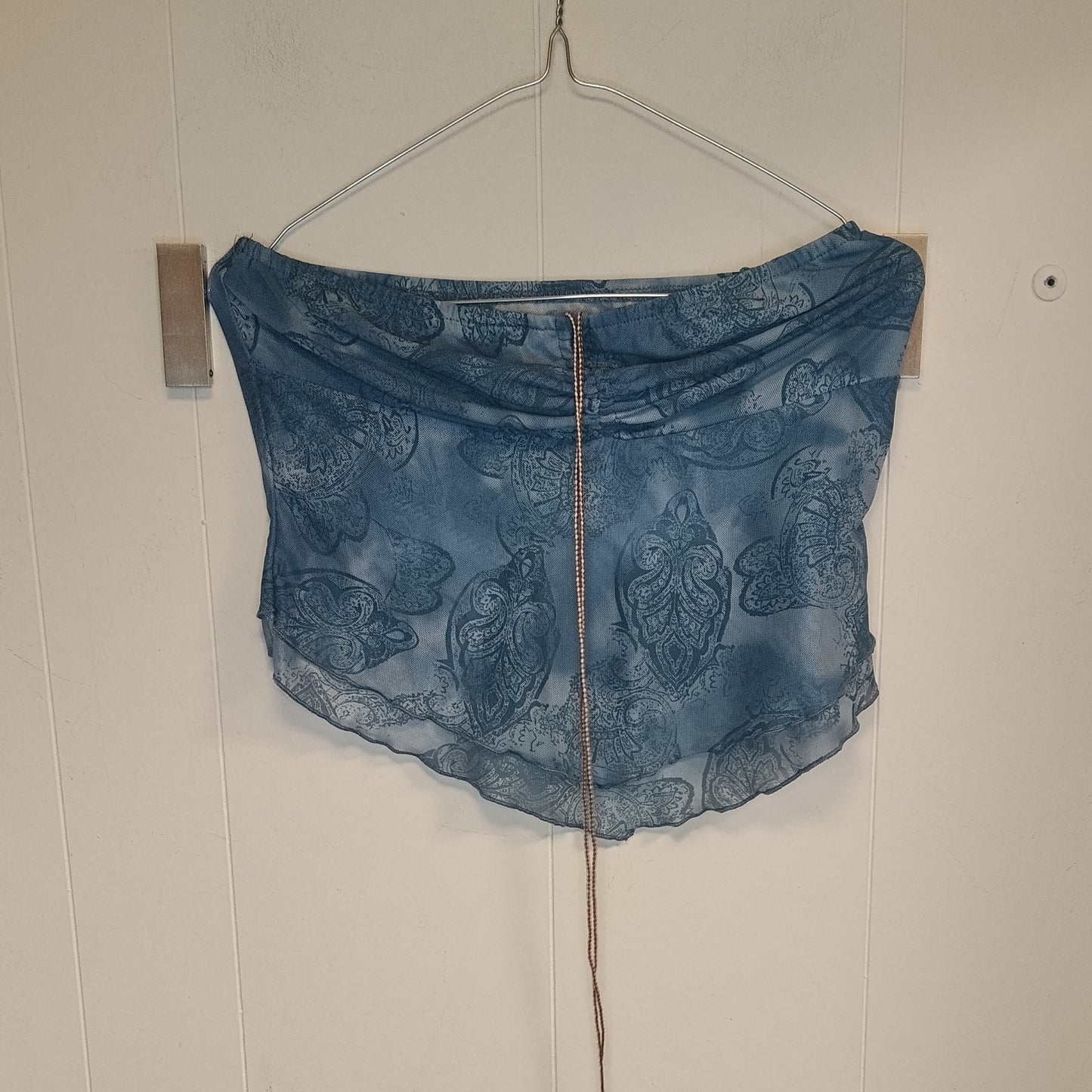 Top Romwe Donna Taglia M Azzurro Fantasia Paisley Velato Y2K