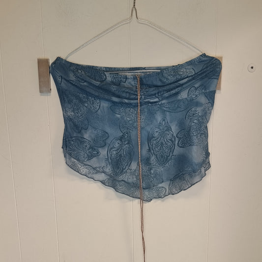 Top Romwe Donna Taglia M Azzurro Fantasia Paisley Velato Y2K