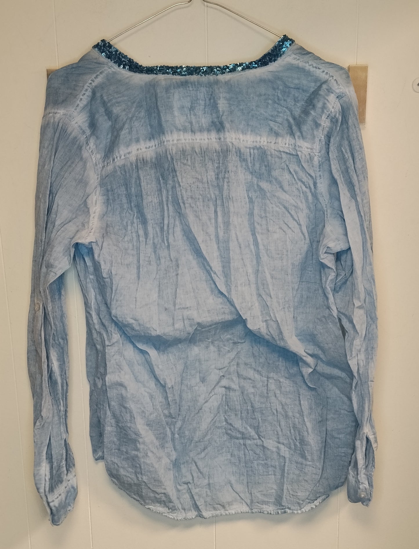Blusa Vandenberg Donna Taglia 42 Azzurra con Paillettes Casual Chic